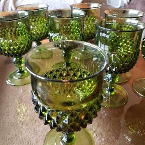 1970s vintage Indiana glass green goblets